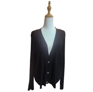 🇨🇦 Montreal MTL Black Women's Ribbed Knit Cardigan